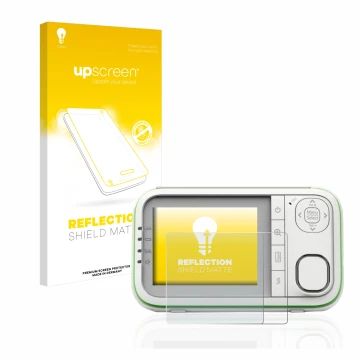 Vorderseite einer Produktverpackung mit dem Markenlogo upscreen. Daneben ist das Gerät Belkin Baby 1000 Babyphone mit dem zuge