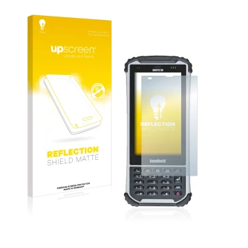 Vorderseite einer Produktverpackung mit dem Markenlogo upscreen. Daneben ist das Gerät Handheld Nautiz X8 mit dem zugehörigen 