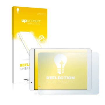 Vorderseite einer Produktverpackung mit dem Markenlogo upscreen. Daneben ist das Gerät Teclast X89HD mit dem zugehörigen Displ