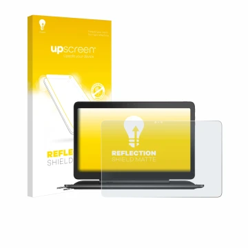 Vorderseite einer Produktverpackung mit dem Markenlogo upscreen. Daneben ist das Gerät Dell Latitude 13 7350 mit dem zugehörig