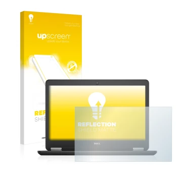 Vorderseite einer Produktverpackung mit dem Markenlogo upscreen. Daneben ist das Gerät Dell Latitude 14 E7450 Non-Touch mit de