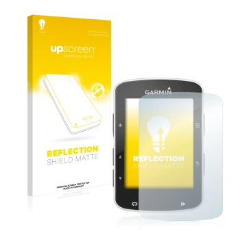 Vorderseite einer Produktverpackung mit dem Markenlogo upscreen. Daneben ist das Gerät Garmin Edge 520 mit dem zugehörigen Dis