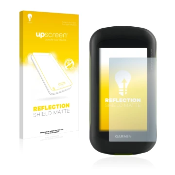 Vorderseite einer Produktverpackung mit dem Markenlogo upscreen. Daneben ist das Gerät Garmin Montana 610 mit dem zugehörigen 