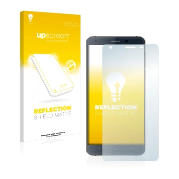 Vorderseite einer Produktverpackung mit dem Markenlogo upscreen. Daneben ist das Gerät Oukitel K6000 mit dem zugehörigen Displ