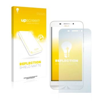 Vorderseite einer Produktverpackung mit dem Markenlogo upscreen. Daneben ist das Gerät ASUS ZenFone Max ZC550KL mit dem zugehö