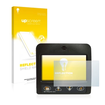 Vorderseite einer Produktverpackung mit dem Markenlogo upscreen. Daneben ist das Gerät Skytraxx 3.0 Vario mit dem zugehörigen 