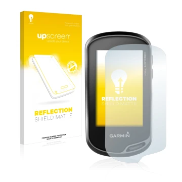 Vorderseite einer Produktverpackung mit dem Markenlogo upscreen. Daneben ist das Gerät Garmin Oregon 750t mit dem zugehörigen 