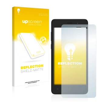 Vorderseite einer Produktverpackung mit dem Markenlogo upscreen. Daneben ist das Gerät Archos 45d Platinum mit dem zugehörigen