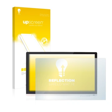 Vorderseite einer Produktverpackung mit dem Markenlogo upscreen. Daneben ist das Gerät Huion GT220 mit dem zugehörigen Display