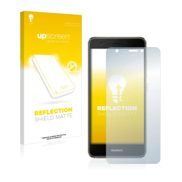 Vorderseite einer Produktverpackung mit dem Markenlogo upscreen. Daneben ist das Gerät Huawei Nova mit dem zugehörigen Display