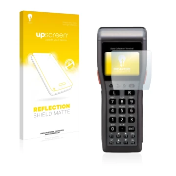 Vorderseite einer Produktverpackung mit dem Markenlogo upscreen. Daneben ist das Gerät Casio DT-930 mit dem zugehörigen Displa