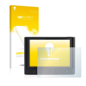 Vorderseite einer Produktverpackung mit dem Markenlogo upscreen. Daneben ist das Gerät Coyote Mini mit dem zugehörigen Display