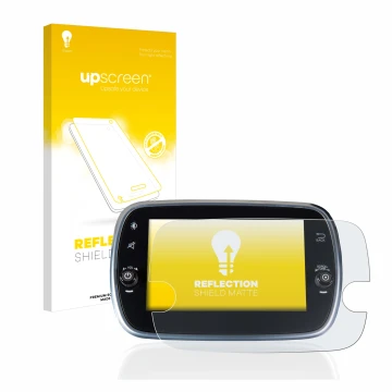 Vorderseite einer Produktverpackung mit dem Markenlogo upscreen. Daneben ist das Gerät Fiat 500 Abarth Uconnet 7