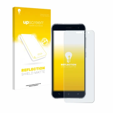 Vorderseite einer Produktverpackung mit dem Markenlogo upscreen. Daneben ist das Gerät ASUS ZenFone 3 ZE520KL mit dem zugehöri