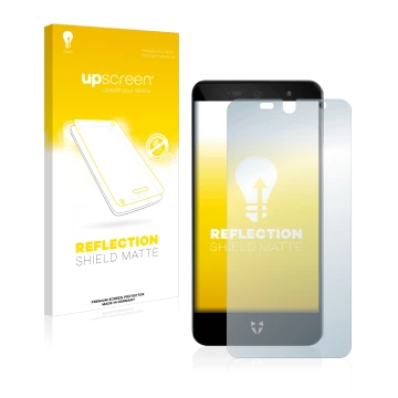 Vorderseite einer Produktverpackung mit dem Markenlogo upscreen. Daneben ist das Gerät Wileyfox Swift 2X mit dem zugehörigen D