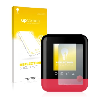 Vorderseite einer Produktverpackung mit dem Markenlogo upscreen. Daneben ist das Gerät Polaroid Pop mit dem zugehörigen Displa