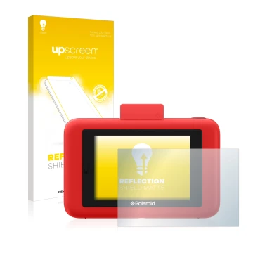 Vorderseite einer Produktverpackung mit dem Markenlogo upscreen. Daneben ist das Gerät Polaroid Snap Touch mit dem zugehörigen