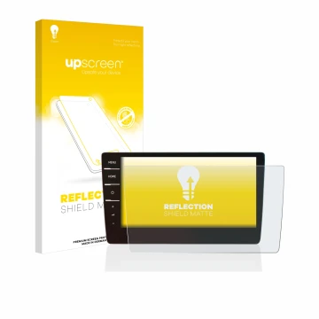 Vorderseite einer Produktverpackung mit dem Markenlogo upscreen. Daneben ist das Gerät Volkswagen Golf 7 Discover Pro 9.2