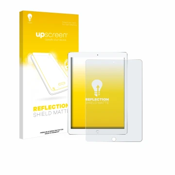 Vorderseite einer Produktverpackung mit dem Markenlogo upscreen. Daneben ist das Gerät Apple iPad Pro 10.5