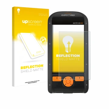 Vorderseite einer Produktverpackung mit dem Markenlogo upscreen. Daneben ist das Gerät Satmap Active 20 mit dem zugehörigen Di