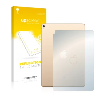 Vorderseite einer Produktverpackung mit dem Markenlogo upscreen. Daneben ist das Gerät Apple iPad Pro 10.5