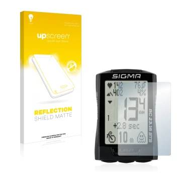 Vorderseite einer Produktverpackung mit dem Markenlogo upscreen. Daneben ist das Gerät Sigma BC 23.16 mit dem zugehörigen Disp