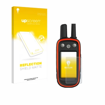 Vorderseite einer Produktverpackung mit dem Markenlogo upscreen. Daneben ist das Gerät Garmin Atemos 100 mit dem zugehörigen D