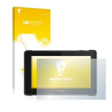 Vorderseite einer Produktverpackung mit dem Markenlogo upscreen. Daneben ist das Gerät TomTom Pro 8275 Truck mit dem zugehörig