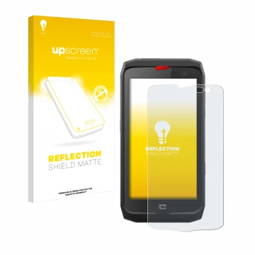 Vorderseite einer Produktverpackung mit dem Markenlogo upscreen. Daneben ist das Gerät Crosscall Action X3 mit dem zugehörigen