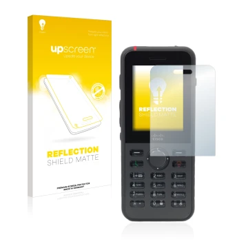 Vorderseite einer Produktverpackung mit dem Markenlogo upscreen. Daneben ist das Gerät Cisco IP Phone 8821 mit dem zugehörigen