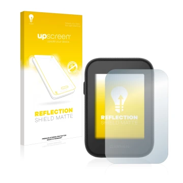 Vorderseite einer Produktverpackung mit dem Markenlogo upscreen. Daneben ist das Gerät Garmin Approach G30 mit dem zugehörigen