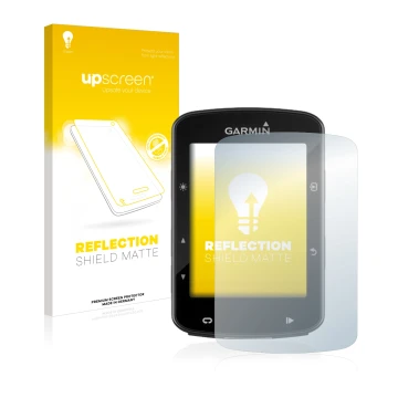 Vorderseite einer Produktverpackung mit dem Markenlogo upscreen. Daneben ist das Gerät Garmin Edge 520 Plus mit dem zugehörige