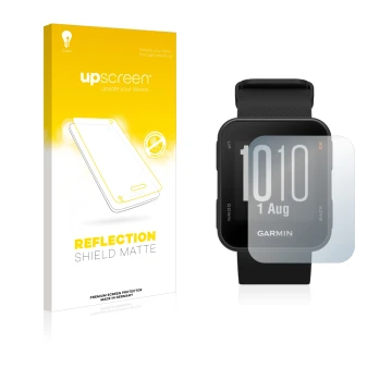 Vorderseite einer Produktverpackung mit dem Markenlogo upscreen. Daneben ist das Gerät Garmin Approach S10 mit dem zugehörigen