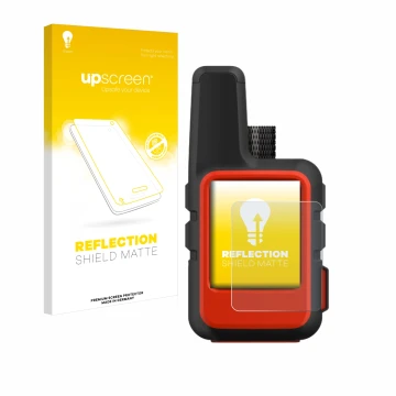 Vorderseite einer Produktverpackung mit dem Markenlogo upscreen. Daneben ist das Gerät Garmin inReach Mini mit dem zugehörigen