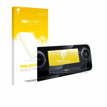 Vorderseite einer Produktverpackung mit dem Markenlogo upscreen. Daneben ist das Gerät Mercedes-Benz Sprinter 2018 MBUX 7