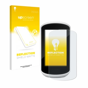 Vorderseite einer Produktverpackung mit dem Markenlogo upscreen. Daneben ist das Gerät Garmin Edge Explore 2018 mit dem zugehö