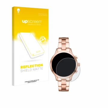 Vorderseite einer Produktverpackung mit dem Markenlogo upscreen. Daneben ist das Gerät Michael Kors Access Runway (41 mm) mit 