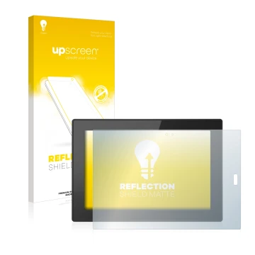 Vorderseite einer Produktverpackung mit dem Markenlogo upscreen. Daneben ist das Gerät Lenovo Tablet 10 (3. Gen.) mit dem zuge