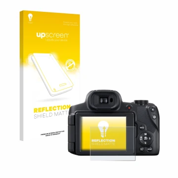 Vorderseite einer Produktverpackung mit dem Markenlogo upscreen. Daneben ist das Gerät Canon PowerShot SX70 HS mit dem zugehör