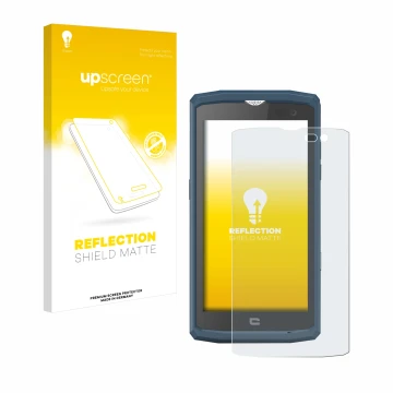 Vorderseite einer Produktverpackung mit dem Markenlogo upscreen. Daneben ist das Gerät Crosscall Core X3 mit dem zugehörigen D