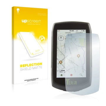 Vorderseite einer Produktverpackung mit dem Markenlogo upscreen. Daneben ist das Gerät A-Rival Teasi One4 mit dem zugehörigen 