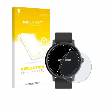 Vorderseite einer Produktverpackung mit dem Markenlogo upscreen. Daneben ist das Gerät Armbanduhren (Kreisrund, ø: 41.5 mm) mi