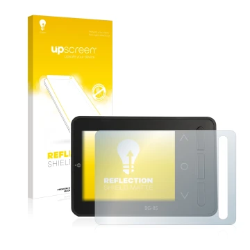 Vorderseite einer Produktverpackung mit dem Markenlogo upscreen. Daneben ist das Gerät ISDT BG-8S mit dem zugehörigen Displays