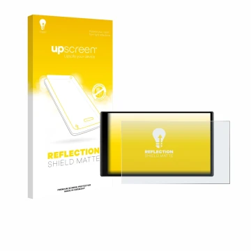 Vorderseite einer Produktverpackung mit dem Markenlogo upscreen. Daneben ist das Gerät Garmin DriveTrack 71 mit dem zugehörige