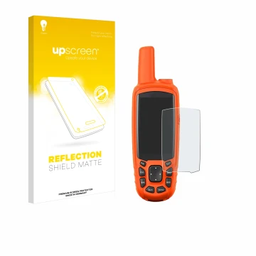 Vorderseite einer Produktverpackung mit dem Markenlogo upscreen. Daneben ist das Gerät Garmin Astro 430 mit dem zugehörigen Di