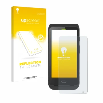 Vorderseite einer Produktverpackung mit dem Markenlogo upscreen. Daneben ist das Gerät Honeywell Dolphin CT40 mit dem zugehöri