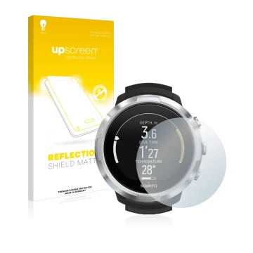 Vorderseite einer Produktverpackung mit dem Markenlogo upscreen. Daneben ist das Gerät Suunto D6 Support mit dem zugehörigen D