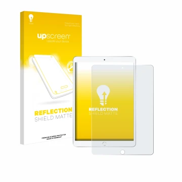 Vorderseite einer Produktverpackung mit dem Markenlogo upscreen. Daneben ist das Gerät Apple iPad Air 2019 (3. Gen.) mit dem z