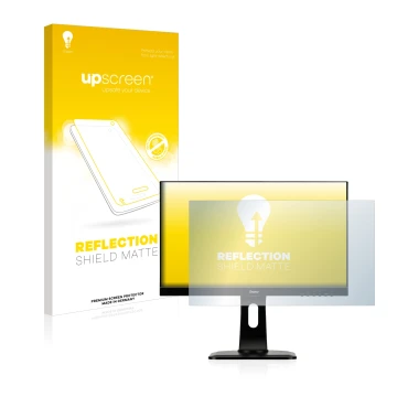 Vorderseite einer Produktverpackung mit dem Markenlogo upscreen. Daneben ist das Gerät Iiyama ProLite XUB2492HSU-W1 mit dem zu