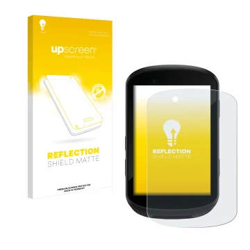 Vorderseite einer Produktverpackung mit dem Markenlogo upscreen. Daneben ist das Gerät Garmin Edge 830 mit dem zugehörigen Dis